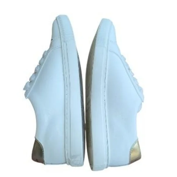 Kate Spade Fez Glitter White Gold Leather Casual Tennis Shoe Sneaker Women 6.5 - Picture 6 of 11